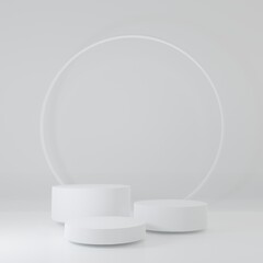 White Product Stand in white room ,Studio Scene For Product ,minimal design,3D rendering	
