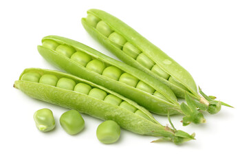 Fresh peas on white background