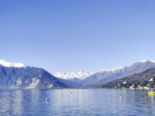 Obraz premium Beautiful view Lago Maggiore and Alps in winter near Verbania Italy 