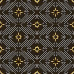Abstract backgrounds pattern with stylish geometric ornament on black background, wallpaper. Seamless pattern, texture. Vector image
