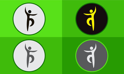 Yoga Meditation Exercise Stretching People Icon Sign Symbol Pictogram, Black and white yoga icon, Vector.