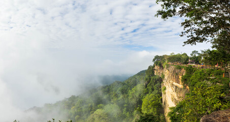 The fog spreads beautifully. At Pha Mo E Daeng, Sisaket, Thailand.