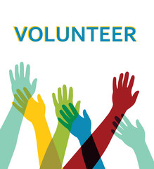 Volunteer concept. Colorful hands. vector