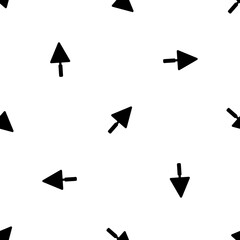 Seamless pattern of repeated black trowel symbols. Elements are evenly spaced and some are rotated. Vector illustration on white background
