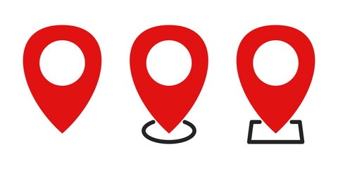 Red map pin. Set of location icons. Flat style map marker icon. Vector