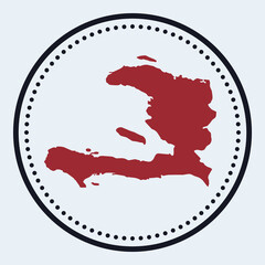 Haiti round stamp. Round logo with country map and title. Stylish minimal Haiti badge with map. Vector illustration.