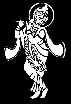 white krishna playing flute black background clip art preview