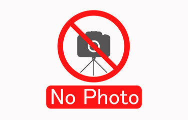 NO CAMERAS ALLOWED sign. Flat icon in red crossed out circle.