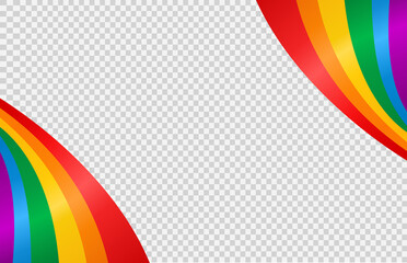 Waving rainbow LGBT flag isolated on png or transparent  background, Symbol of LGBT gay pride,vector illustration