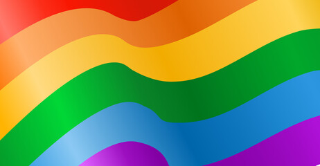 Close up waving rainbow LGBT flag isolated, Symbol of LGBT gay pride,vector illustration