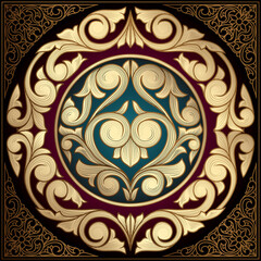 Golden ornate decorative vintage design card