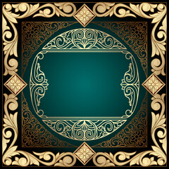 Golden ornate decorative vintage design card