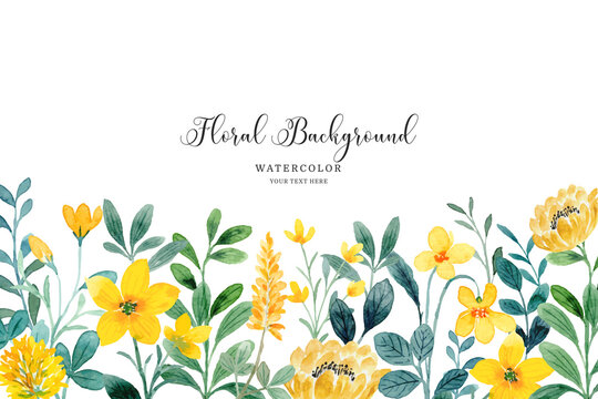 Watercolor Yellow Flower Garden Background