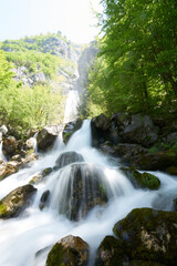 Fototapeta premium Waterfall in the mountains in Theth in the Albanian alps
