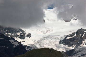 Landscape over alpine glacier near Matterhorn and Monte Rosa