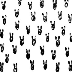 Happy easter simple, hand drawn bunny rabbit pattern vector illustration