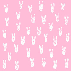 Happy easter simple, hand drawn bunny rabbit pattern vector illustration