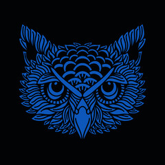 owl in the shape of blue outline 