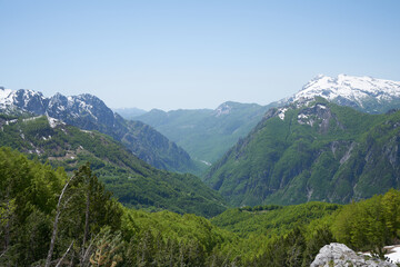 Fototapeta na wymiar theth national environment park albanian alps mountains, hiking destination