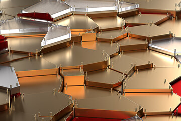 broken golden glass with sharp pieces over background