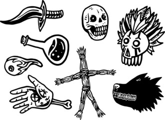 Cult Icon vector, Skull, werewolf.