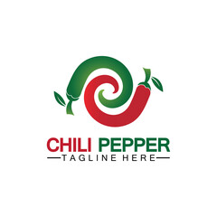 Chili pepper logo vector icon illustration design template