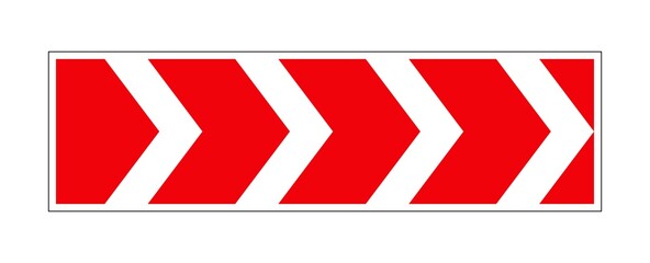 Traffic sign with red arrows on white background, illustration