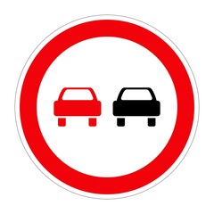 Traffic sign NO OVERTAKING on white background, illustration