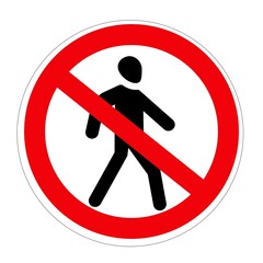 Traffic sign NO PEDESTRIANS on white background, illustration