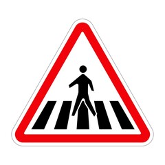 Traffic sign ZEBRA CROSSING on white background, illustration