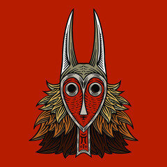 Japanese character with mask illustration vector art