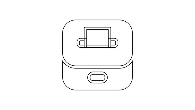 Black line Vote box or ballot box with envelope icon isolated on white background. 4K Video motion graphic animation