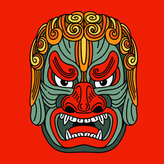 japanese noh mythology culutral character heaad vector illustration