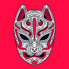 kitsune mask japanese mythology creature icon vector illustration