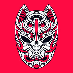 kitsune mask japanese mythology creature icon vector illustration
