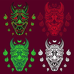 Demon mask, a japanese culture, vector illustration.