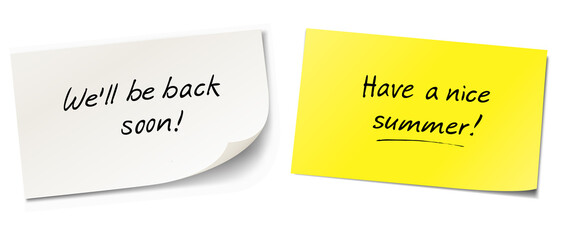 we'll be back soon and have a nice summer - sticky notes set