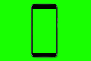 Smartphone frameless mockup. Studio shot of green screen smartphone with blank screen for Infographic Global Business web site design app, Content for technology - Clipping Path.