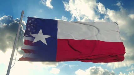 Flag of USA and Texas state. USA and Texas Mixed Flag waving in wind. 3d rendering