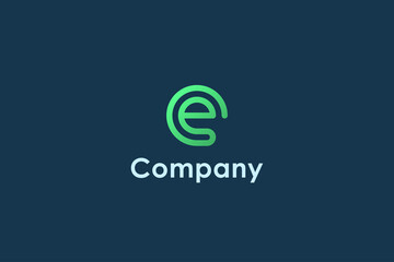 Modern Initial Letter C and E Linked Logo. Green Circular Rounded Line Infinity Style isolated on Blue Background. Usable for Business and Technology Logos. Flat Vector Logo Design Template Element. - obrazy, fototapety, plakaty