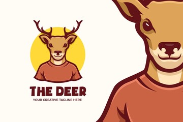 Deer Head Animal Mascot Character Logo Template