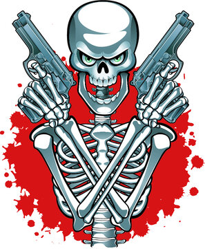 Human Skeleton With Guns 