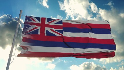 Flag of USA and Hawaii state. USA and Hawaii Mixed Flag waving in wind. 3d rendering