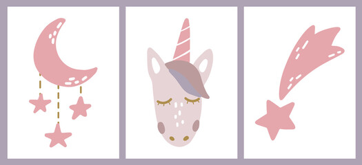 SET OF NUTSERY POSTERS WITH SIMPLE CARTOON ILLUSTRATIONS. GOOD FOR PRINTS, CARDS, KIDS APPAREL, STICKERS, ETC. 