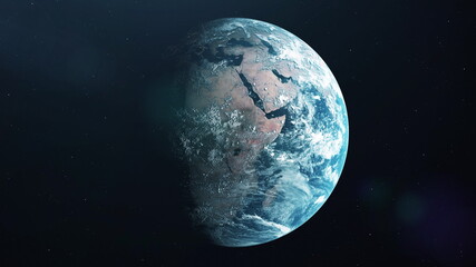 Photo realistic 3d earth. Earth from space. 3d rendering