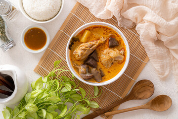 Delicious Nasi Kari Ayam Medan or Chicken Curry Rice from medan 