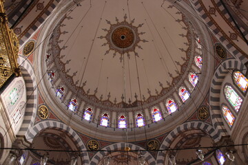 Fototapeta na wymiar The dome of the Ottoman-era Laleli Mosque in Istanbul, Turkey.