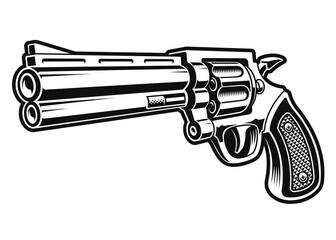 a black and white vector illustration of a revolver gun