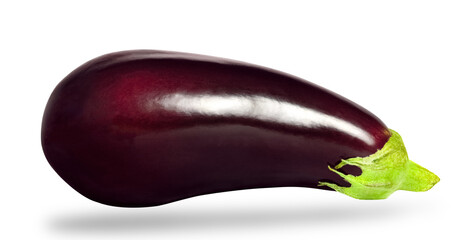 Isolated eggplant. One fresh eggplant on a white background.