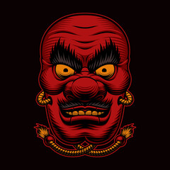 Japanese Tengu mask vector illustration